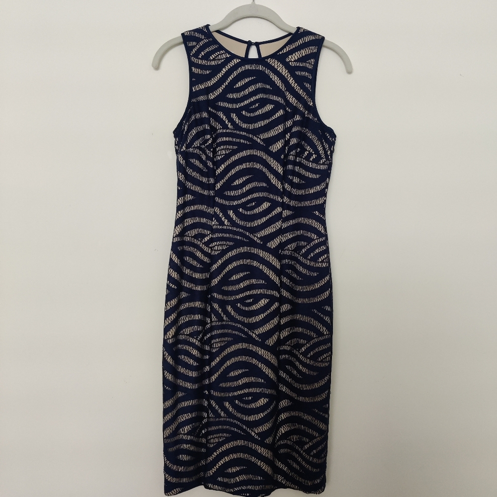 Navy fitted overlay dress